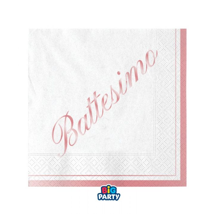 Tovaglioli Battesimo Rosa